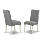 Juego de comedor moderno de 5 piezas - Mesa de cocina redonda y 4 sillas de tela - 42 pulgadas - Blanco lino