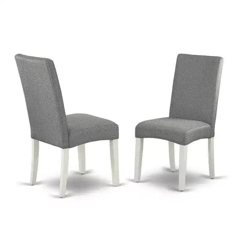 Juego de comedor moderno de 5 piezas - Mesa de cocina redonda y 4 sillas de tela - 42 pulgadas - Blanco lino