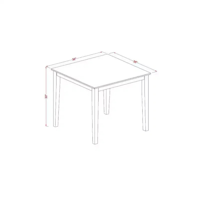Juego de comedor tapizado cuadrado de madera maciza con acabado de caoba de 5 piezas - Capacidad para 4 personas