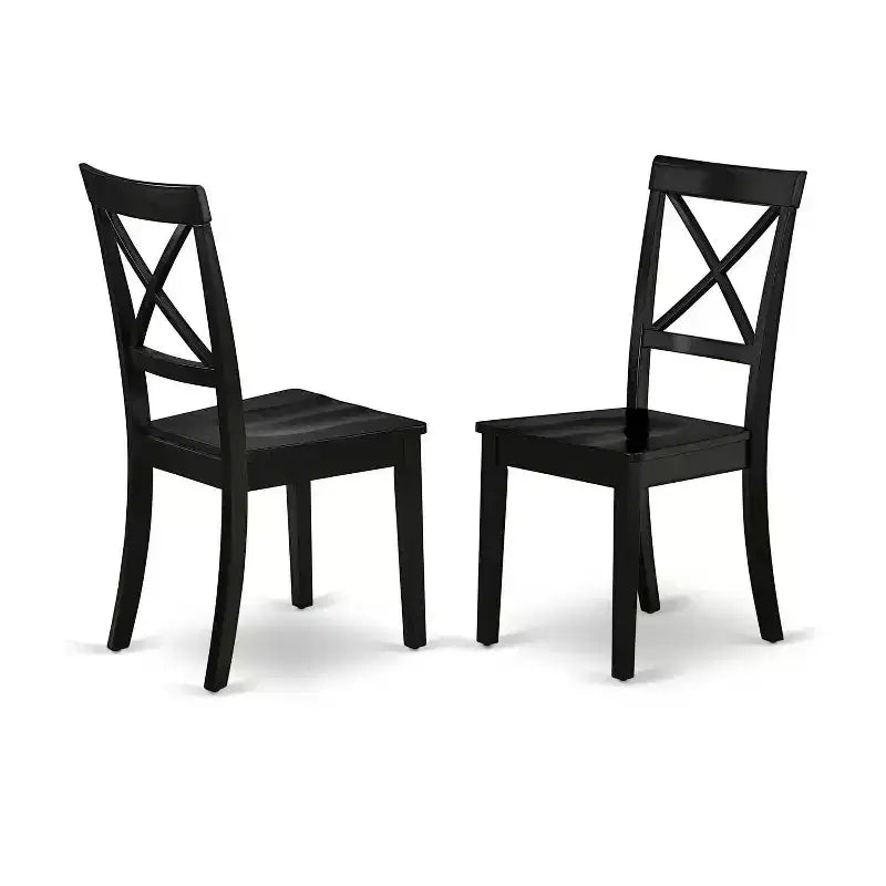 HomeStock Juego de Comedor de 5 Piezas con Mesa Rectangular de Madera Maciza con Tapa Negra y 4 Sillas