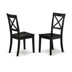 HomeStock Juego de Comedor de 5 Piezas con Mesa Rectangular de Madera Maciza con Tapa Negra y 4 Sillas