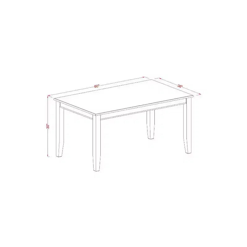 HomeStock Juego de Comedor de 5 Piezas con Mesa Rectangular de Madera Maciza con Tapa Negra y 4 Sillas