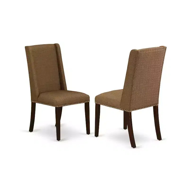 Juego de mesa de cocina de 5 piezas - Mesa de comedor y 4 sillas - Asiento de tela moderno - Acabado marrón beige