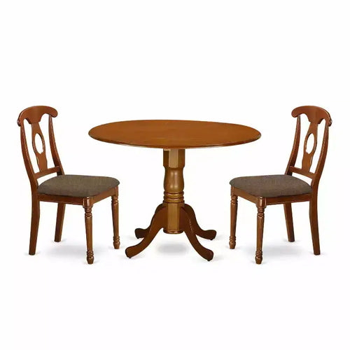 5-Piece Saddle Brown Finish Solid Wood Top - Dining Room Set - Seats 4