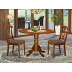Juego de comedor de 5 piezas de madera maciza con acabado marrón silla de montar - Para 4 personas