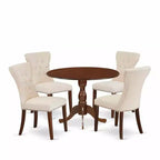 HomeStock 5-Piece Mahogany Finish Solid Wood Top Dining table with 4 Chairs