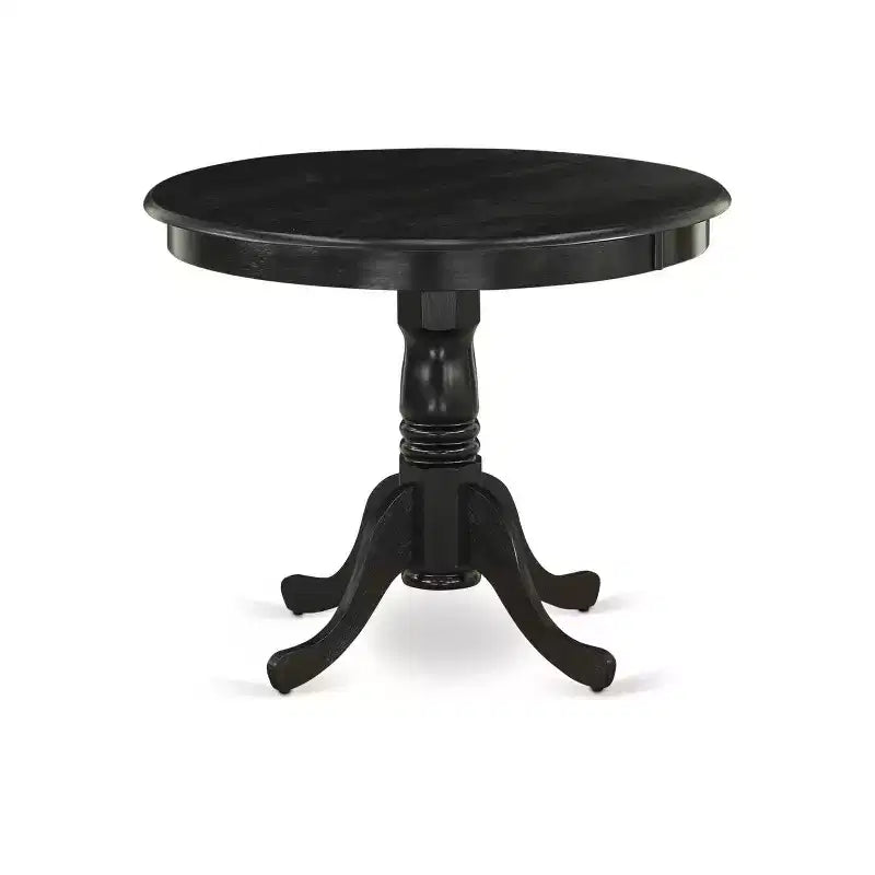 Juego de comedor de 3 piezas de madera maciza con cepillado de alambre negro - Tapizado - 4 asientos
