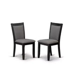 Juego de comedor de 3 piezas de madera maciza con cepillado de alambre negro - Tapizado - 4 asientos