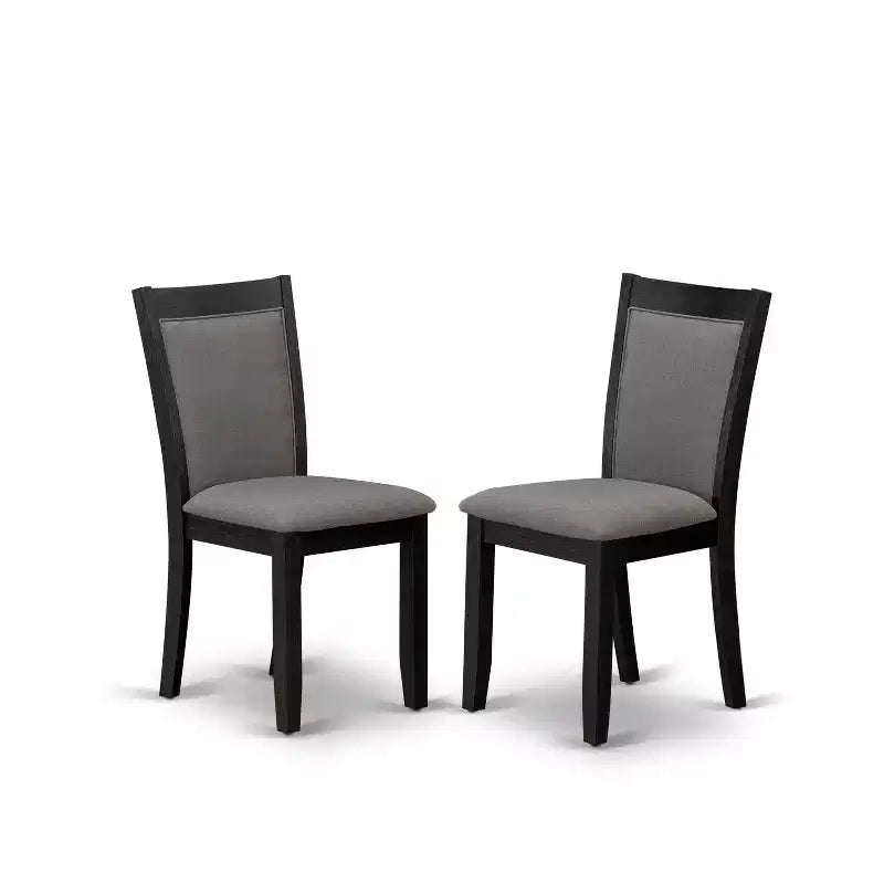 Juego de comedor de 3 piezas de madera maciza con cepillado de alambre negro - Tapizado - 4 asientos