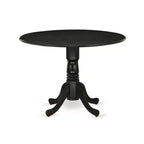 HomeStock - Mesa de comedor de 5 piezas con tapa de madera maciza y acabado negro con 4 sillas y respaldo de tablillas abatible