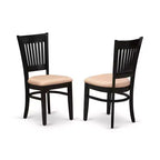 HomeStock - Mesa de comedor de 5 piezas con tapa de madera maciza y acabado negro con 4 sillas y respaldo de tablillas abatible