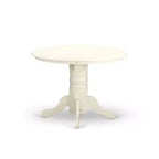 3-Piece Linen white Solid Wood Top - Round Upholstered Dining Room Set - Seats 4