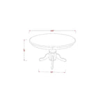 Juego de comedor de 3 piezas de lino blanco con tapa de madera maciza - Redondo tapizado - Capacidad para 4 personas