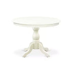 HomeStock - Mesa de comedor de 5 piezas con tapa de madera maciza con acabado blanco lino y 4 sillas Parson tapizadas en piel sintética blanca