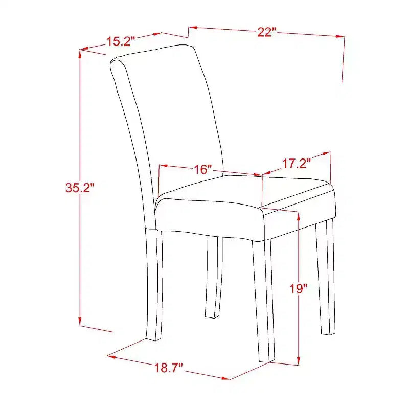HomeStock - Mesa de comedor de 5 piezas con tapa de madera maciza con acabado blanco lino y 4 sillas Parson tapizadas en piel sintética blanca