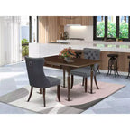 Juego de comedor HomeStock de 3 piezas con parte superior rectangular de madera maciza con acabado de caoba y tablero abatible