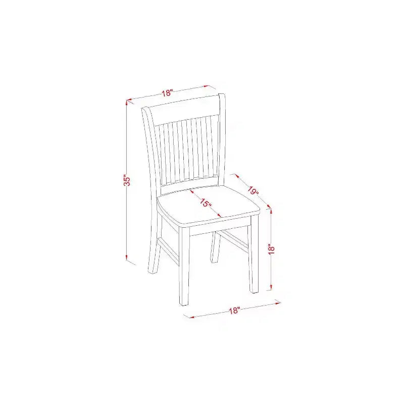 Juego de comedor de 5 piezas con tapa de madera maciza y acabado de caoba - Para 4 personas