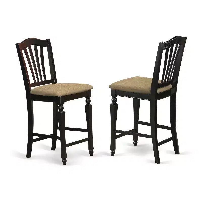 Mesa de comedor HomeStock de 5 piezas con tapa redonda de madera maciza con acabado negro y 4 sillas