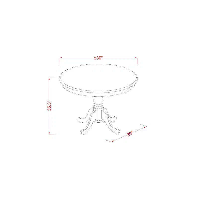 Mesa de comedor HomeStock de 5 piezas con tapa redonda de madera maciza con acabado negro y 4 sillas
