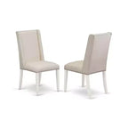 Juego de comedor HomeStock de 3 piezas con mesa rectangular de madera maciza con acabado blanco lino