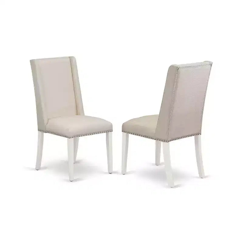 Juego de comedor HomeStock de 3 piezas con mesa rectangular de madera maciza con acabado blanco lino