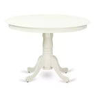 HomeStock 3-Pc Linen White Finish Solid Wood Top - Round Dining Room Set - Seats 4