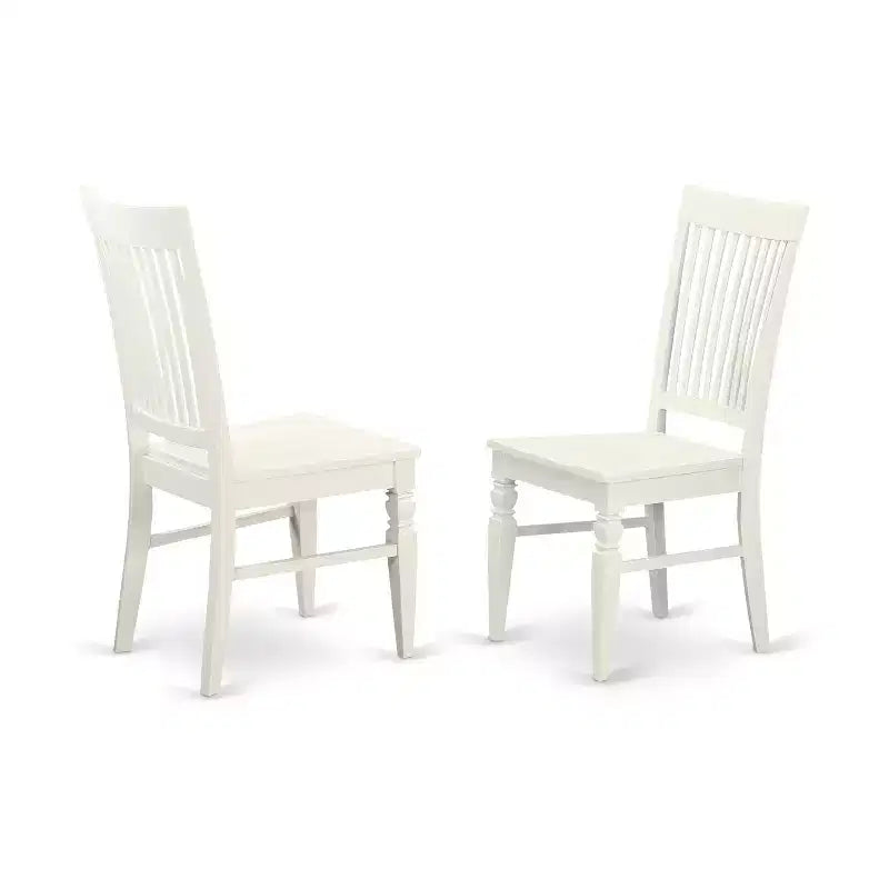 HomeStock Juego de comedor de 3 piezas de madera maciza con parte superior redonda en acabado blanco lino - Capacidad para 4 personas