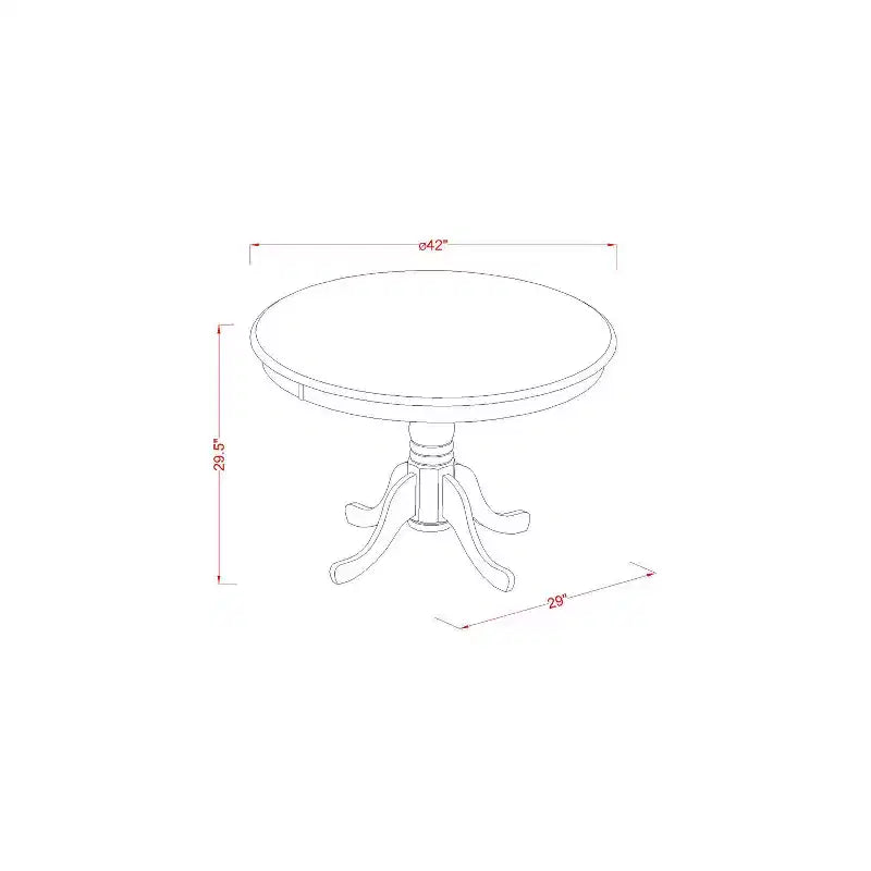 HomeStock Juego de comedor de 3 piezas de madera maciza con parte superior redonda en acabado blanco lino - Capacidad para 4 personas
