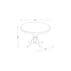 HomeStock Juego de comedor de 3 piezas de madera maciza con parte superior redonda en acabado blanco lino - Capacidad para 4 personas