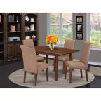 Juego de comedor de cocina para 4 personas - Juego de mesa y sillas de 5 piezas - Mesa rectangular con extensión de mariposa - Sillas con tapicería de lino
