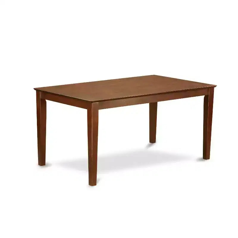 Mesa de comedor HomeStock de 7 piezas, rectangular, con cubierta de madera maciza en acabado caoba y 6 sillas