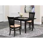 HomeStock Juego de mesa de comedor rectangular de 3 piezas con acabado negro, cubierta de madera maciza y extensión de mariposa