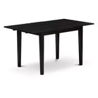 HomeStock Juego de mesa de comedor rectangular de 3 piezas con acabado negro, cubierta de madera maciza y extensión de mariposa