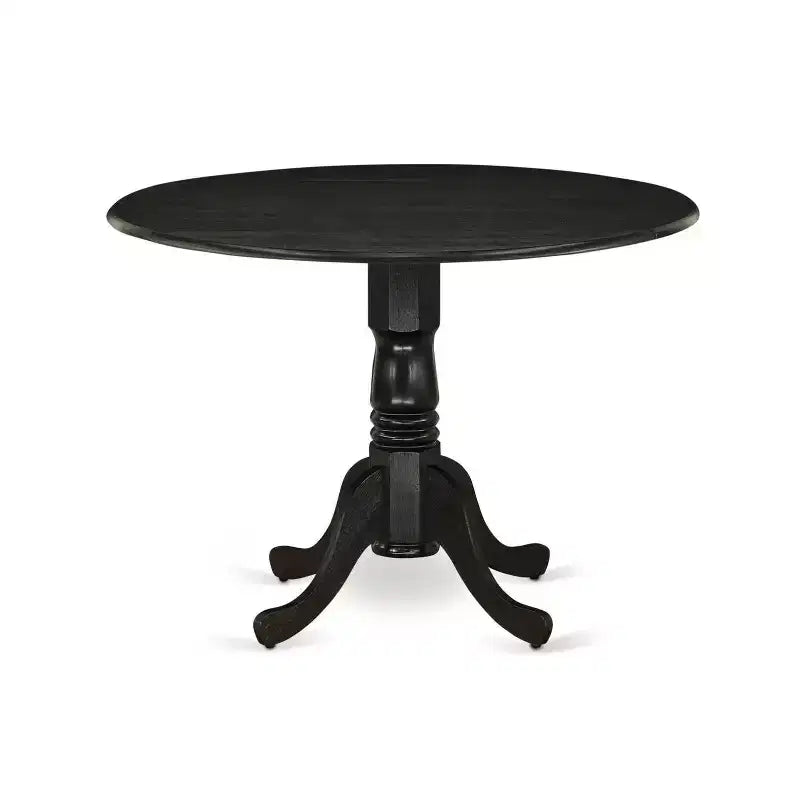 HomeStock Juego de comedor redondo de 3 piezas de madera maciza cepillada con alambre negro - Capacidad para 4 personas