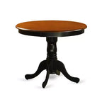 3-Piece Round Black Finish Solid Wood Top Dining Table with 2-Chairs with