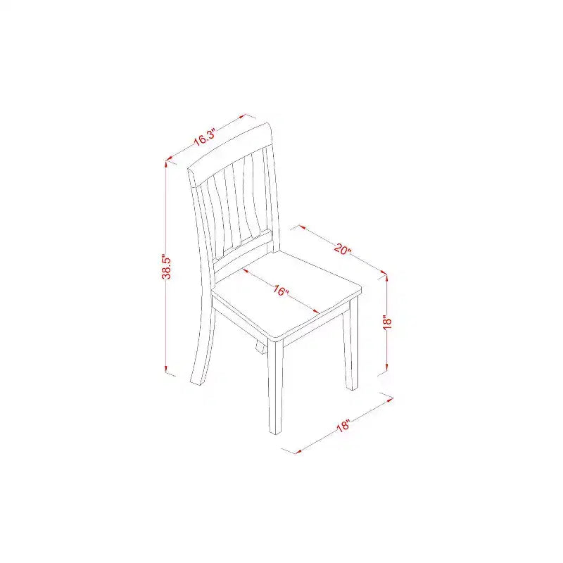 Mesa de comedor redonda de 3 piezas con tablero de madera maciza en acabado negro y 2 sillas con