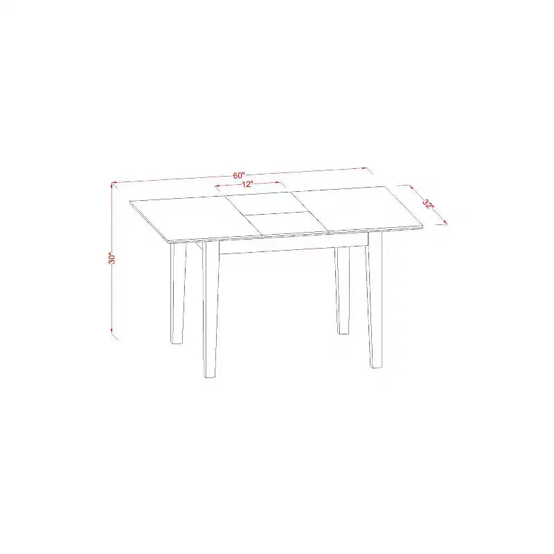 Mesa de comedor HomeStock de 5 piezas rectangular con acabado de caoba y parte superior de madera maciza con 4 sillas