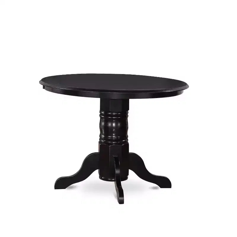 Mesa de comedor HomeStock de 5 piezas con tapa redonda de madera maciza con acabado negro y 4 sillas Parson