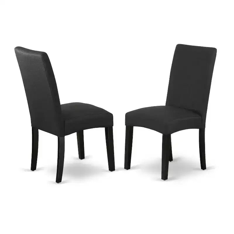 Mesa de comedor HomeStock de 5 piezas con tapa redonda de madera maciza con acabado negro y 4 sillas Parson