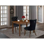 Juego de comedor HomeStock de 3 piezas, parte superior de madera maciza rectangular, acabado nogal antiguo