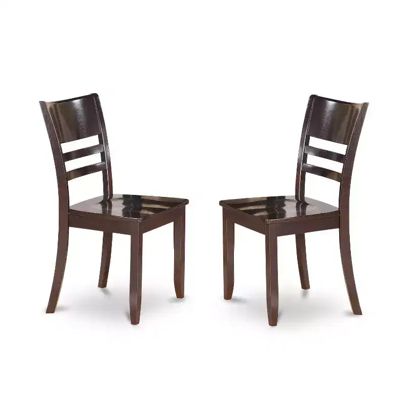 Mesa de comedor redonda de 5 piezas con tapa de madera maciza con acabado capuchino y 4 sillas con