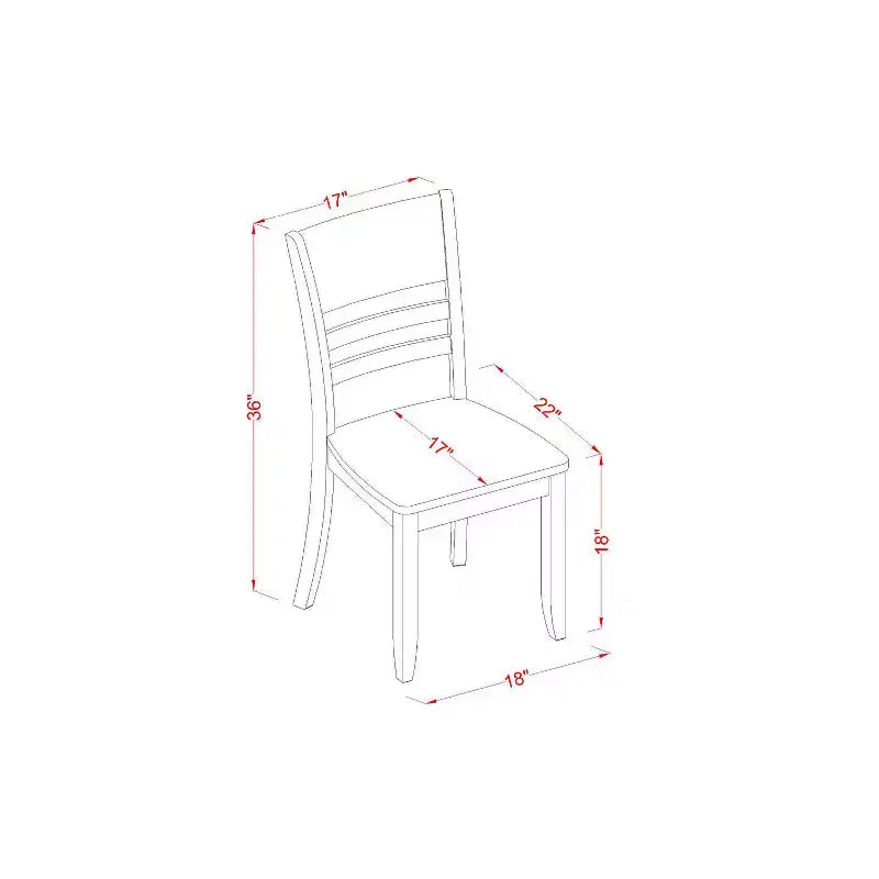 Mesa de comedor redonda de 5 piezas con tapa de madera maciza con acabado capuchino y 4 sillas con