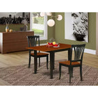Juego de comedor de 3 piezas HomeStock, acabado negro y cerezo, con mesa de madera maciza
