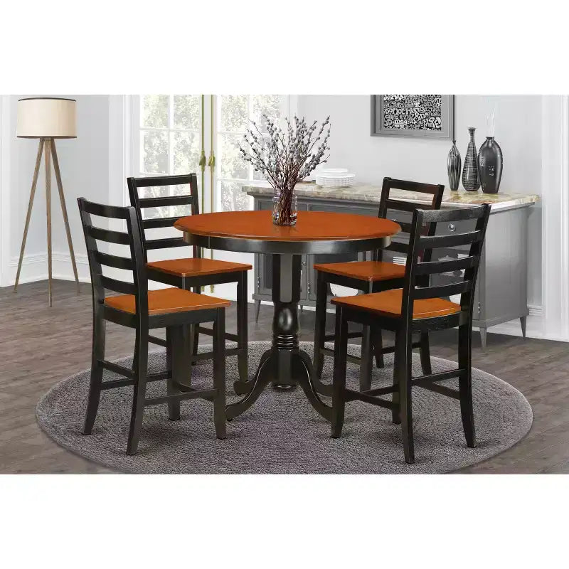 Juego de comedor Art Déco - Mesa redonda y sillas - Juego de altura moderna para cocina