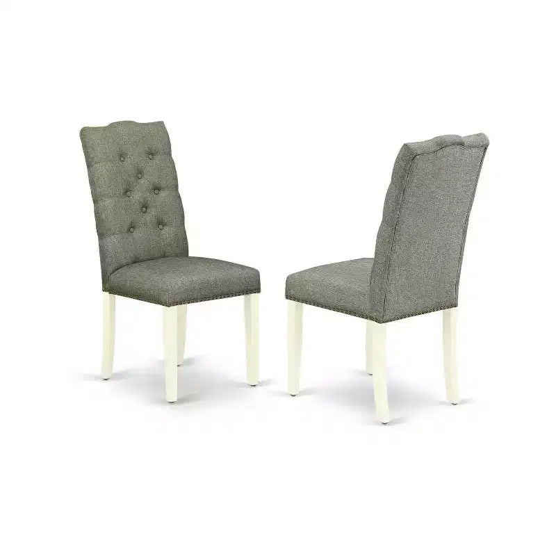 Juego de comedor redondo de 3 piezas con parte superior de madera maciza y acabado blanco lino, con capacidad para 4 personas