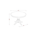 Juego de comedor redondo de 3 piezas con parte superior de madera maciza y acabado blanco lino, con capacidad para 4 personas