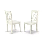 HomeStock Juego de comedor de 5 piezas con mesa redonda con tapa de madera maciza en acabado blanco lino y 4 sillas con respaldo en cruz