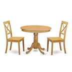 Round Kitchen Table Set - 3 Piece Dining Table with 2 Chairs - Solid Wood Construction