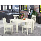 HomeStock Juego de Comedor de 5 Piezas con Cubierta de Madera Maciza y Acabado Blanco Lino con 4 Sillas