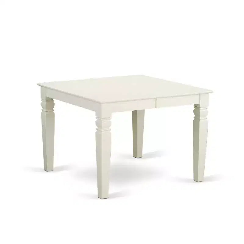 HomeStock Juego de Comedor de 5 Piezas con Cubierta de Madera Maciza y Acabado Blanco Lino con 4 Sillas